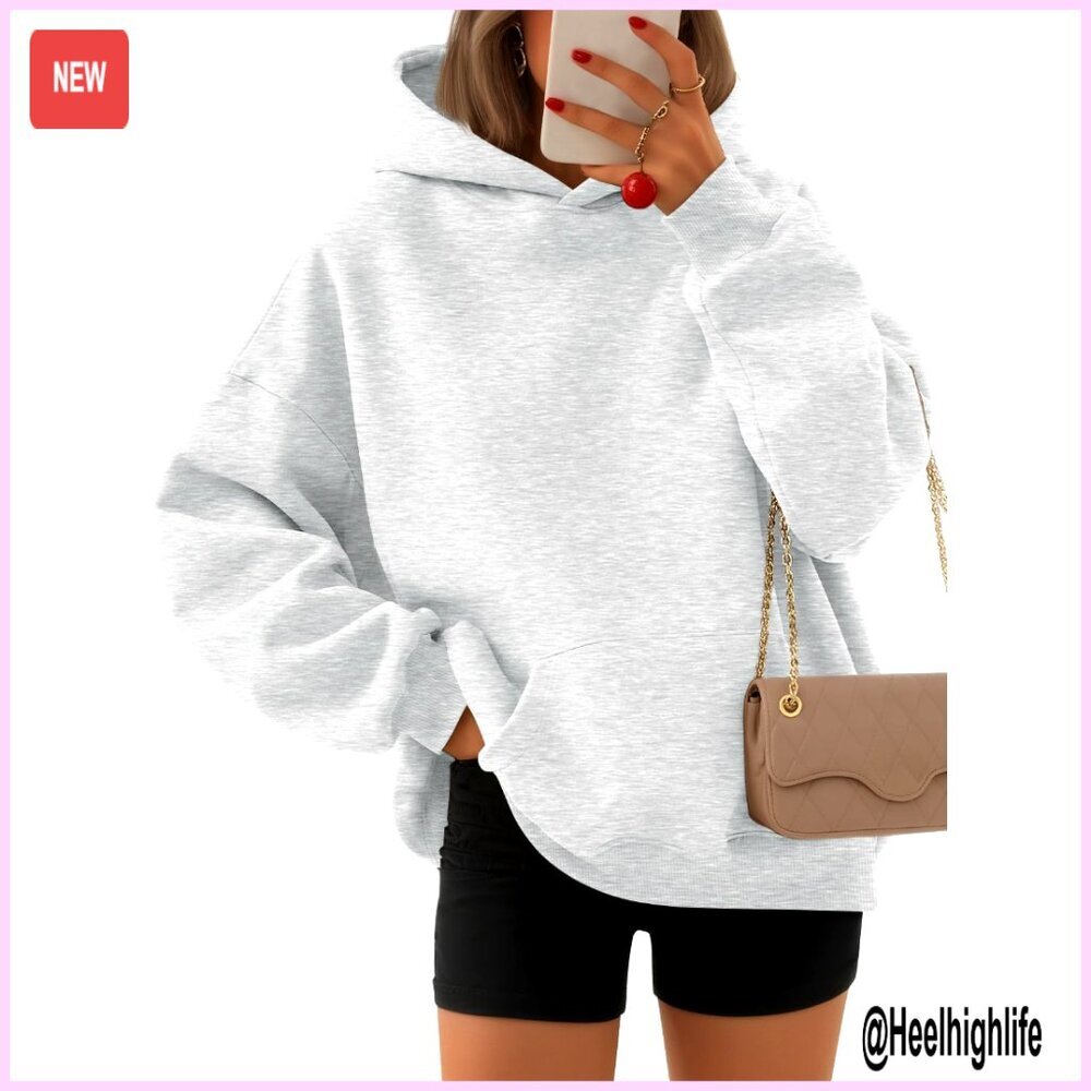 Oversized Fleece Hoodie Plush Pullover Sweatshirt with Pocket